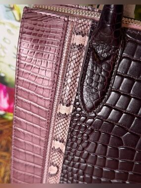 GORGEOUS RARE Brahmin Caroline Mellow Rose Jessamine Purples snake FIRM NWT